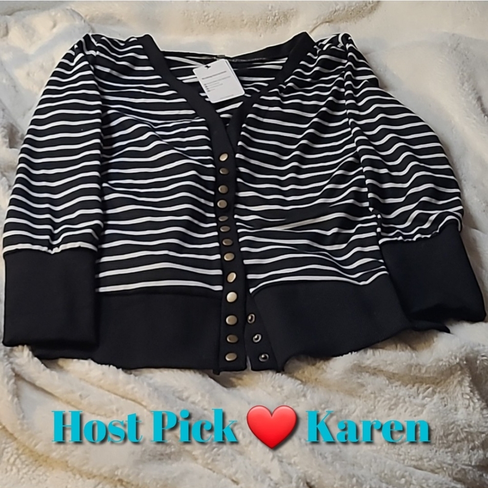 3/$15🚨WAS $40  CO. WEAR Horizontal Striped Sweater Black & White